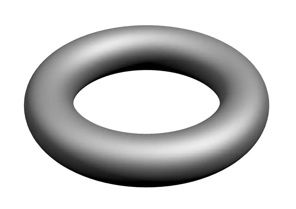 Grauer O-Ring mit torusförmiger Struktur, geeignet für Dichtungen, der möglicherweise von der Marke Bosch stammt.